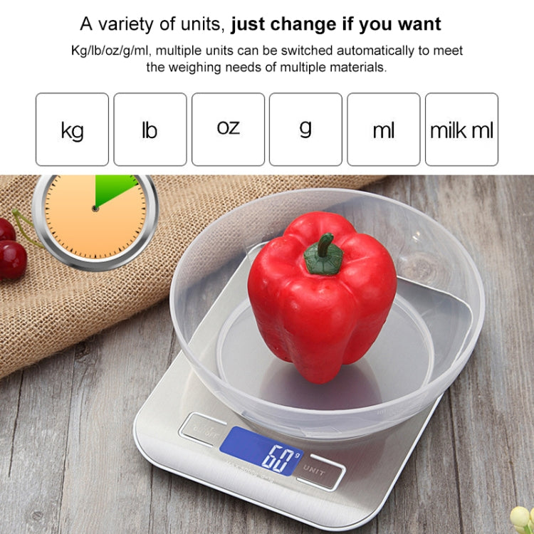 Stainless Steel Small Food Electronic Scale Kitchen Portable Baking Electronic Scale, 5kg/1g (Battery Model White), 5kg/1g (Battery Model Black), 10kg/1g (Battery Model White), 5kg/1g (Rechargeable White), 10kg/1g (Rechargeable White)������������������...