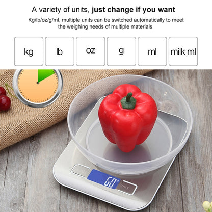 Stainless Steel Small Food Electronic Scale Kitchen Portable Baking Electronic Scale, 5kg/1g (Battery Model White), 5kg/1g (Battery Model Black), 10kg/1g (Battery Model White), 5kg/1g (Rechargeable White), 10kg/1g (Rechargeable White)������������������...