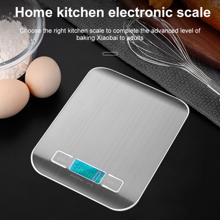 Stainless Steel Small Food Electronic Scale Kitchen Portable Baking Electronic Scale, 5kg/1g (Battery Model White), 5kg/1g (Battery Model Black), 10kg/1g (Battery Model White), 5kg/1g (Rechargeable White), 10kg/1g (Rechargeable White)������������������...