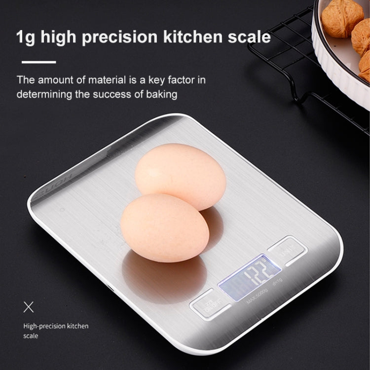 Stainless Steel Small Food Electronic Scale Kitchen Portable Baking Electronic Scale, 5kg/1g (Battery Model White), 5kg/1g (Battery Model Black), 10kg/1g (Battery Model White), 5kg/1g (Rechargeable White), 10kg/1g (Rechargeable White)������������������...