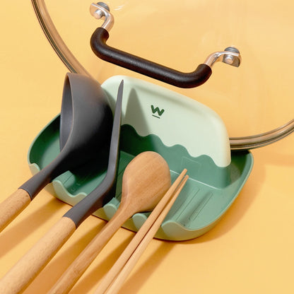 Pot Lid Rack Kitchen Countertop Finishing Storage Bracket Spatula Soup Spoon Chopsticks Rack, 4 PCS Green