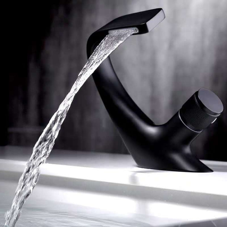 Basin Waterfall Type Hot & Cold Water All-Copper Faucet Bathroom Sanitary Ware, Electroplating Silver, Black, Electroplating Gold, Black Gold