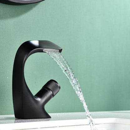 Basin Waterfall Type Hot & Cold Water All-Copper Faucet Bathroom Sanitary Ware, Electroplating Silver, Black, Electroplating Gold, Black Gold