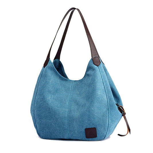 Canvas Bag Simple Wild Lady Retro Art Casual Bag Single Shoulder Bag, Lake Blue, Beige, Purple Coffee, Gray, Coffee, Black
