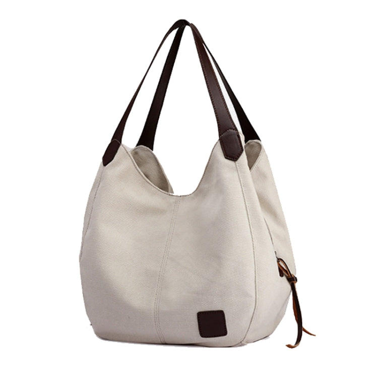 Canvas Bag Simple Wild Lady Retro Art Casual Bag Single Shoulder Bag, Lake Blue, Beige, Purple Coffee, Gray, Coffee, Black