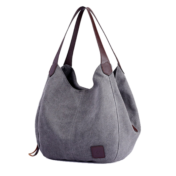 Canvas Bag Simple Wild Lady Retro Art Casual Bag Single Shoulder Bag, Lake Blue, Beige, Purple Coffee, Gray, Coffee, Black