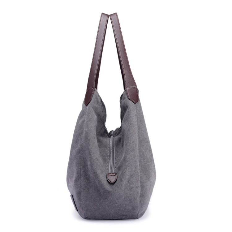Canvas Bag Simple Wild Lady Retro Art Casual Bag Single Shoulder Bag, Lake Blue, Beige, Purple Coffee, Gray, Coffee, Black