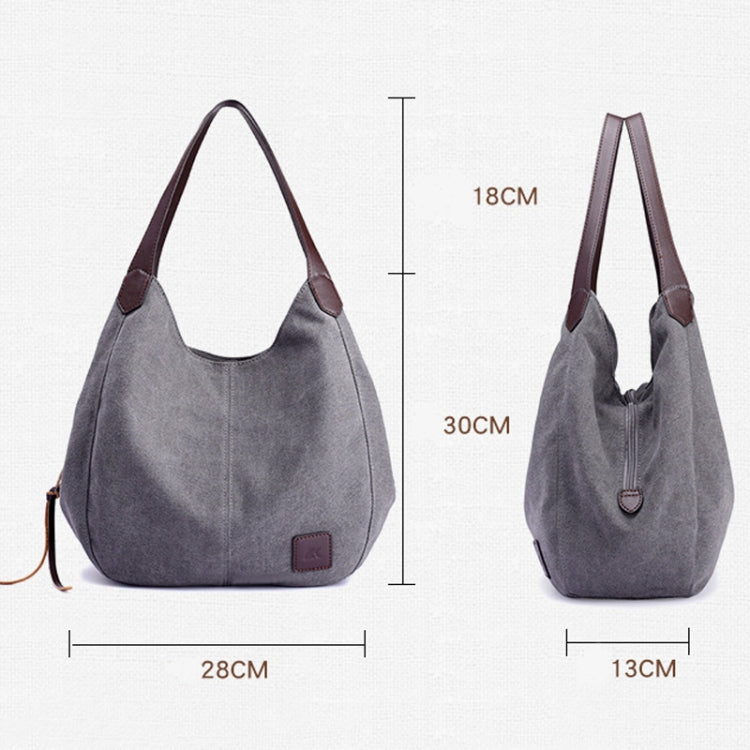 Canvas Bag Simple Wild Lady Retro Art Casual Bag Single Shoulder Bag, Lake Blue, Beige, Purple Coffee, Gray, Coffee, Black