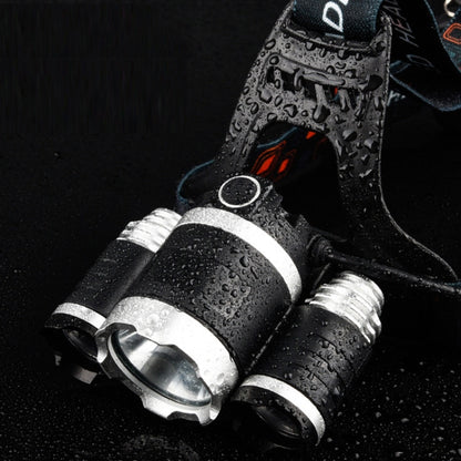 Strong Light Long-Range Rechargeable Three-Head Lamp Outdoor Fishing Lamp Led Head-Mounted Flashlight (2 Batteries+EU Plug), (3T6 Without Battery), (3T6 2 Batteries), (1T6 x 2XPE Without Battery), 2 Batteries+EU Plug
