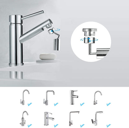 720-Degree Universal Rotating Faucet Anti-Splash Spout Filter Dual-Function Faucet, Two Sections