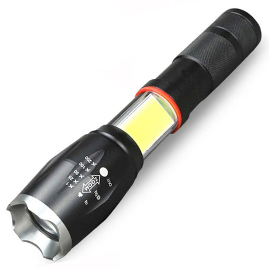 Telescopic Zoom Strong Light Flashlight Strong Magnetic Rechargeable LED Flashlight, Silver Head (No Battery, No Charger), Black Head (No Battery, No Charger), Silver Head (With Battery, EU Plug Charger), Black Head (With Battery, EU Plug Charger)