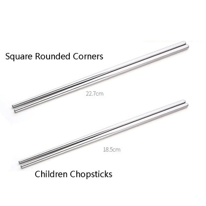 1 Pairs 304 Stainless Steel Chopsticks Non-Slip Tableware Adult Chopsticks, 22.7cm