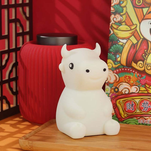 JX-YD-08 Silicone Calf Cow Night Light LED Colorful Dimming Pat Sleeping Bedside Lamp, JX-YD-08 Calf Cow
