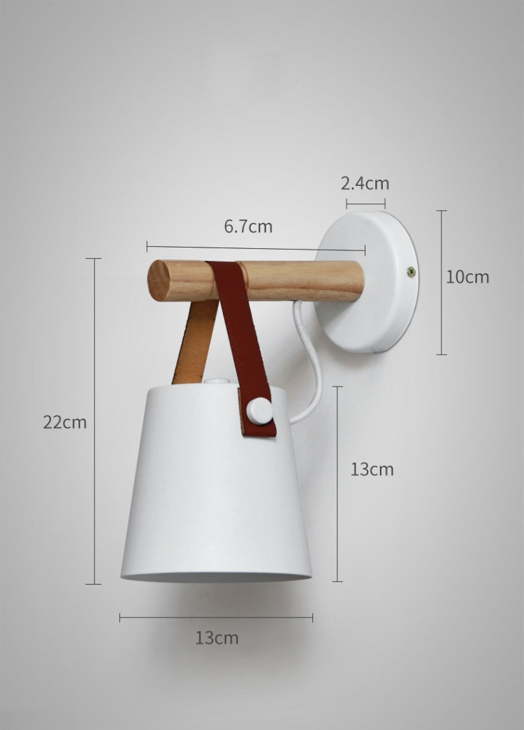 LED Wall Light Wood Wall Lamp Bed Bedside Light Night Lights Modern Nordic Lampshade Home Decor, white, black