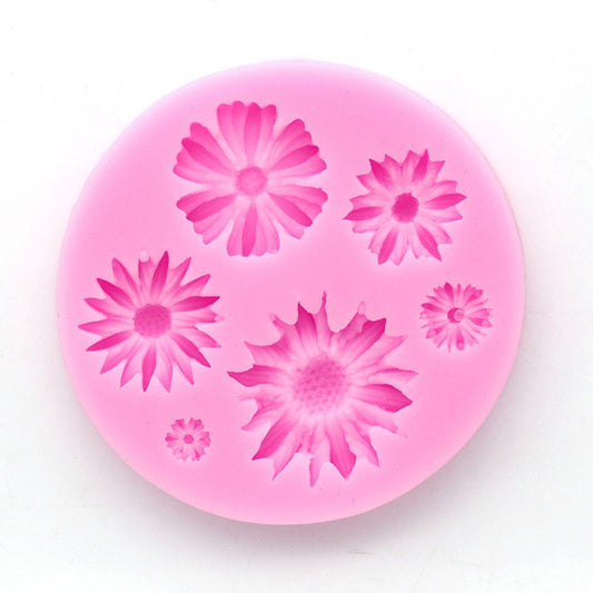 2 PCS 3D Flower Silicone Molds Fondant Craft Cake Candy Chocolate Ice Pastry Baking Tool, 3D Flower Shape