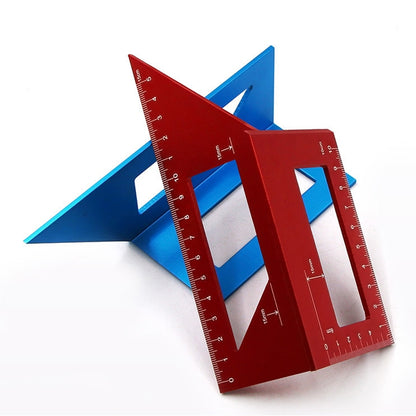 Woodworking T-Shaped Marking Gauge Multi-Function Square Aluminum Alloy Scribe, Dark Blue, Red