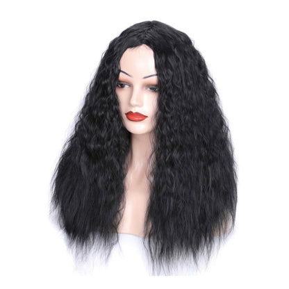 Matte Realistic Corn Perm Long Curly Hair Woolen Volume Wig Headgear, Black, Black Gradient Deep Purple, Black Gradient Dark Milky Gray, Black Gradient Milky Gray, Black Gradient Light Milky Gray, Black Gradient Sapphire Blue, Light Brown��������������...