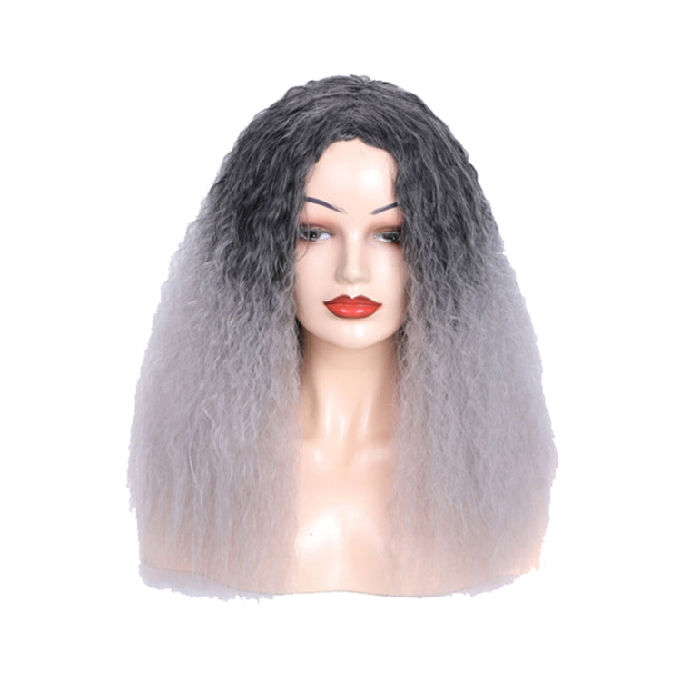 Matte Realistic Corn Perm Long Curly Hair Woolen Volume Wig Headgear, Black, Black Gradient Deep Purple, Black Gradient Dark Milky Gray, Black Gradient Milky Gray, Black Gradient Light Milky Gray, Black Gradient Sapphire Blue, Light Brown��������������...