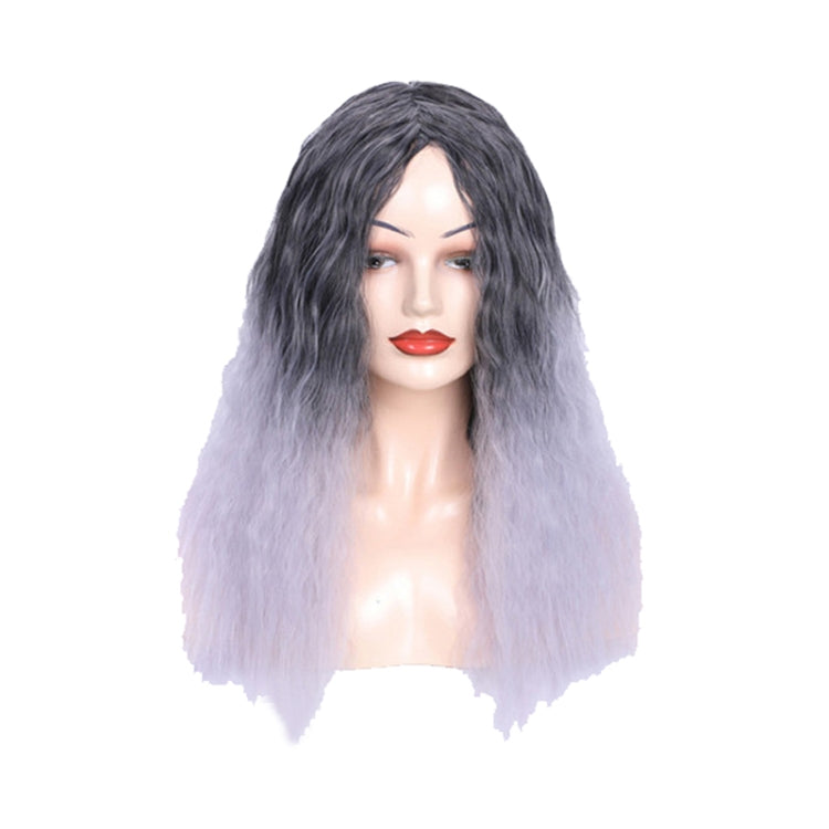 Matte Realistic Corn Perm Long Curly Hair Woolen Volume Wig Headgear, Black, Black Gradient Deep Purple, Black Gradient Dark Milky Gray, Black Gradient Milky Gray, Black Gradient Light Milky Gray, Black Gradient Sapphire Blue, Light Brown��������������...