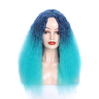 Matte Realistic Corn Perm Long Curly Hair Woolen Volume Wig Headgear, Black, Black Gradient Deep Purple, Black Gradient Dark Milky Gray, Black Gradient Milky Gray, Black Gradient Light Milky Gray, Black Gradient Sapphire Blue, Light Brown��������������...