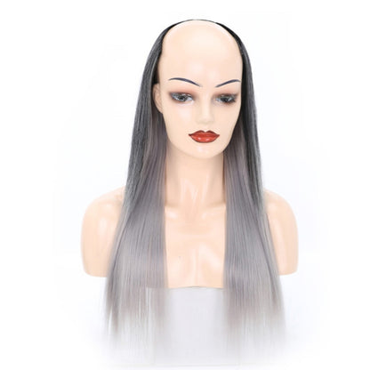 Wig Half Headgear Long Straight Hair U-Shaped Wig Headgear, 1.US-1B# Black, 2.US-1BT0906 #, 3. Black Gradient Sapphire Blue, 4.US-2# Natural Black, 5.US-4# Brown Black, 6.US-4H27#, 7.US-4M30# Linen, 8.US-4M33# Chestnut Color, 9.US-8#, 10.US-8H613#�����...