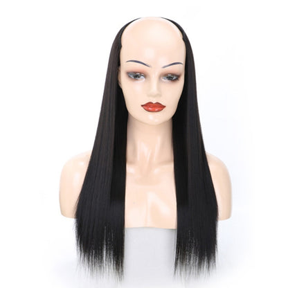Wig Half Headgear Long Straight Hair U-Shaped Wig Headgear, 1.US-1B# Black, 2.US-1BT0906 #, 3. Black Gradient Sapphire Blue, 4.US-2# Natural Black, 5.US-4# Brown Black, 6.US-4H27#, 7.US-4M30# Linen, 8.US-4M33# Chestnut Color, 9.US-8#, 10.US-8H613#�����...