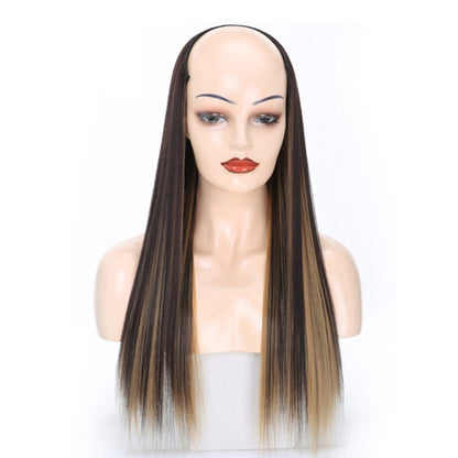 Wig Half Headgear Long Straight Hair U-Shaped Wig Headgear, 1.US-1B# Black, 2.US-1BT0906 #, 3. Black Gradient Sapphire Blue, 4.US-2# Natural Black, 5.US-4# Brown Black, 6.US-4H27#, 7.US-4M30# Linen, 8.US-4M33# Chestnut Color, 9.US-8#, 10.US-8H613#�����...