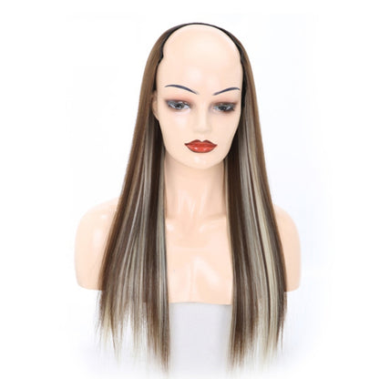 Wig Half Headgear Long Straight Hair U-Shaped Wig Headgear, 1.US-1B# Black, 2.US-1BT0906 #, 3. Black Gradient Sapphire Blue, 4.US-2# Natural Black, 5.US-4# Brown Black, 6.US-4H27#, 7.US-4M30# Linen, 8.US-4M33# Chestnut Color, 9.US-8#, 10.US-8H613#�����...