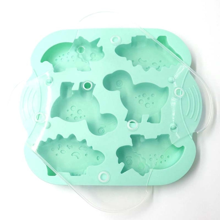 DIY 6 Grid Silicone Dinosaur Cake Mold Baby Food Supplement Mold Baking Tools, Pink, Light Green