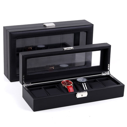 Woven Pattern PU Leather Watch Box Jewelry Storage Display Box, 6 Bits, 12 Bits