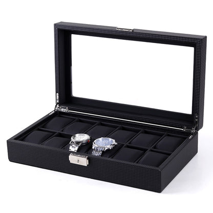 Woven Pattern PU Leather Watch Box Jewelry Storage Display Box, 6 Bits, 12 Bits