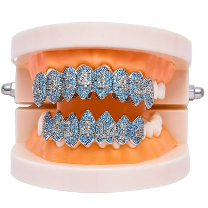 Halloween Vampire 8 Zircon Hip Hop Braces, Platinum Suit, Gold Suit, Platinum Upper Teeth, Platinum Lower Teeth, Gold Upper Teeth, Gold Lower Teeth