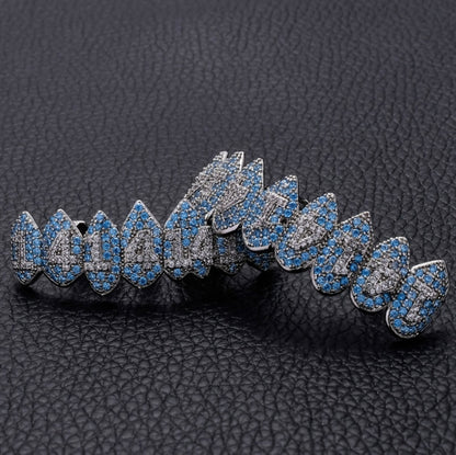 Halloween Vampire 8 Zircon Hip Hop Braces, Platinum Suit, Gold Suit, Platinum Upper Teeth, Platinum Lower Teeth, Gold Upper Teeth, Gold Lower Teeth
