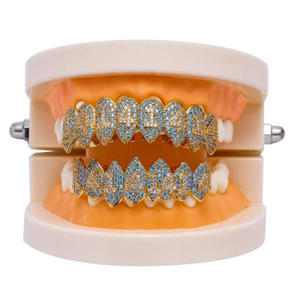 Halloween Vampire 8 Zircon Hip Hop Braces, Platinum Suit, Gold Suit, Platinum Upper Teeth, Platinum Lower Teeth, Gold Upper Teeth, Gold Lower Teeth