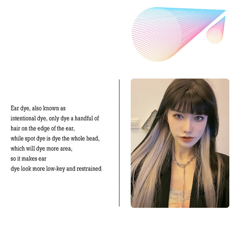5 PCS Color Highlighting Hair Extension Piece One-Piece Invisible Seamless Hair Extension Piece, Smoky Blue, White Tea Ash, Space Gray, Pencil Gray, Aoki Ash, Flax Gold, Fog White Copper, Aurora Violet, Thin Plum Purple, Thin Rattan, Cherry Pink�������...