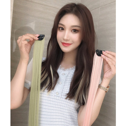 5 PCS Color Highlighting Hair Extension Piece One-Piece Invisible Seamless Hair Extension Piece, Smoky Blue, White Tea Ash, Space Gray, Pencil Gray, Aoki Ash, Flax Gold, Fog White Copper, Aurora Violet, Thin Plum Purple, Thin Rattan, Cherry Pink�������...