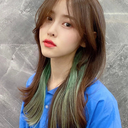 5 PCS Color Highlighting Hair Extension Piece One-Piece Invisible Seamless Hair Extension Piece, Smoky Blue, White Tea Ash, Space Gray, Pencil Gray, Aoki Ash, Flax Gold, Fog White Copper, Aurora Violet, Thin Plum Purple, Thin Rattan, Cherry Pink�������...