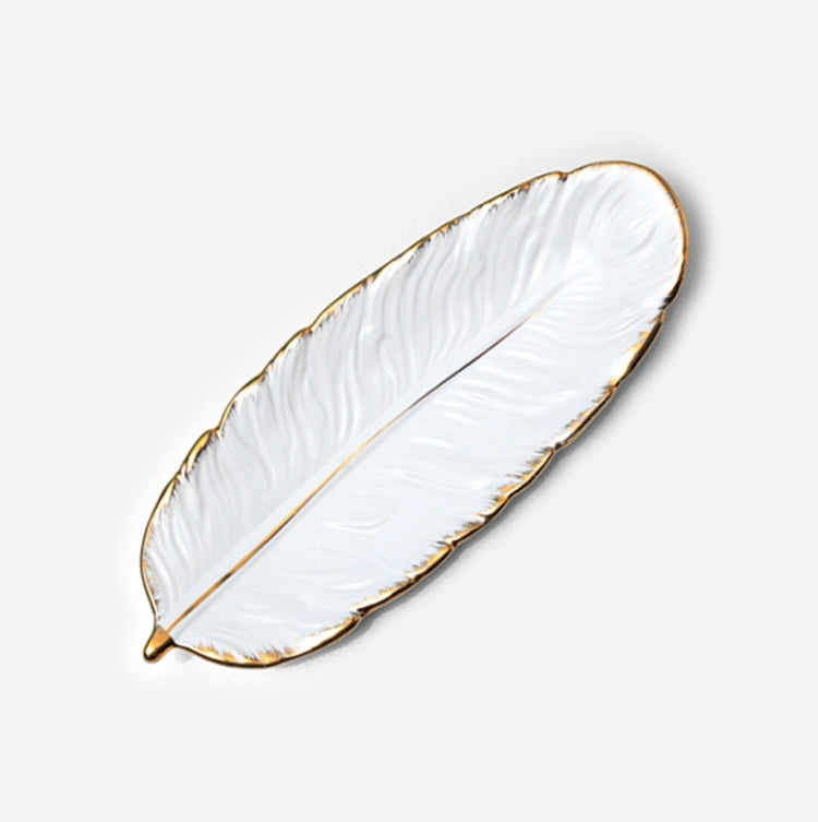 Phnom Penh Ceramic Dessert Plate Feather Plate Banana Leaf Fruit Dried Fruit Storage Tray, Size:, Large （Bright Emerald), Small (Bright Emerald), Large (Bright Peach Pink), Small (Bright Peach Pink), Large (Matt Black), Small (Matte  Black)������������...
