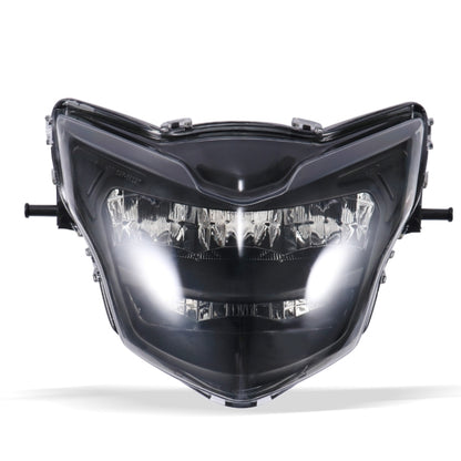 Motorcycle LDE Retro Headlights LED Far Near Beam Lights For Yamaha LC135 V2-V6, Transparent Glass, Smoked Glass