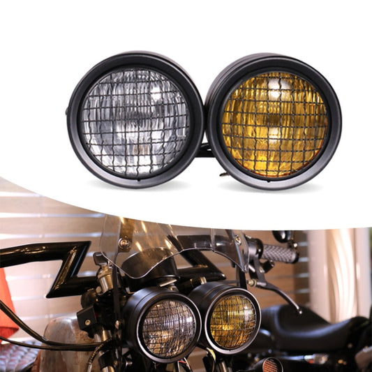 Motorcycle Retro Headlight CG125 Metal Universal Headlight Retro Dual Lamp, Retro Dual Lamp