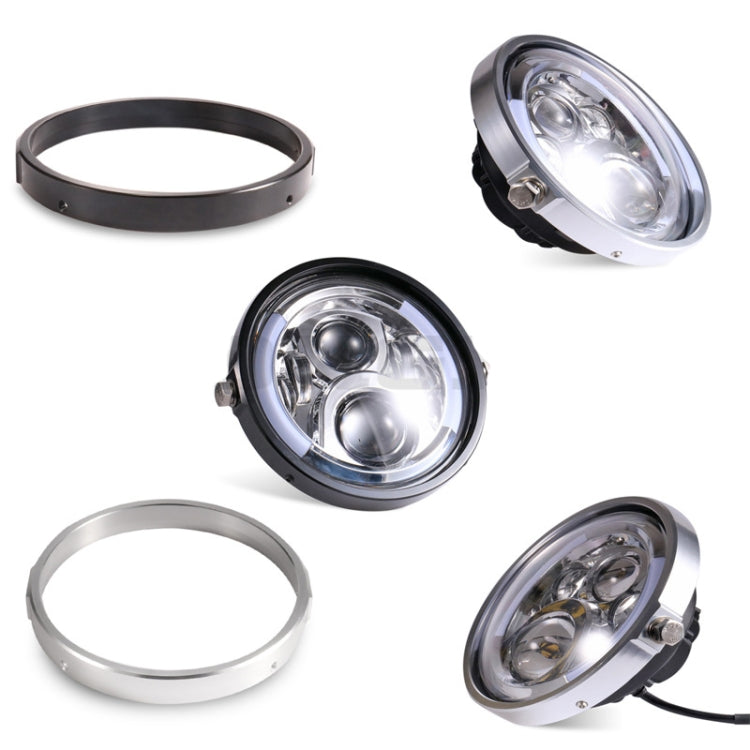 7 Inch Motorcycle Headlight Modification Parts Headlight Ring Bracket, Black, Silver