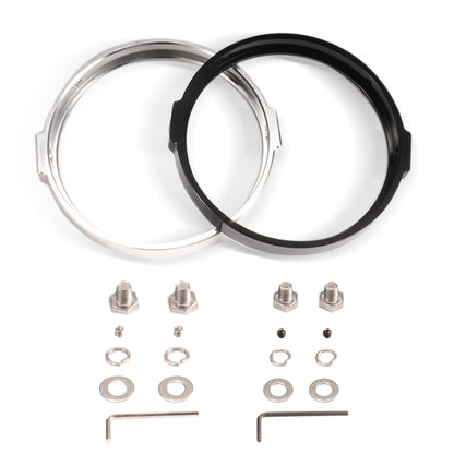 5.75 Inch Round Retro Headlight Ring Motorcycle Headlight Modification Parts, Black, Silver