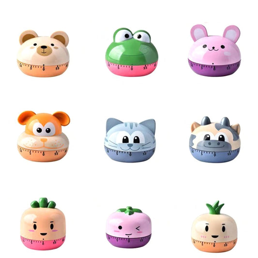 Kitchen Mechanical Timer Cartoon 60 Minutes Timer Baking Cooking Reminder, RB190-1 Frog, RB190-1 Chicken, RB194-1 Puppy, RB194-1 Monkey, RB208-1 Carrot, RB208-1 Tomato