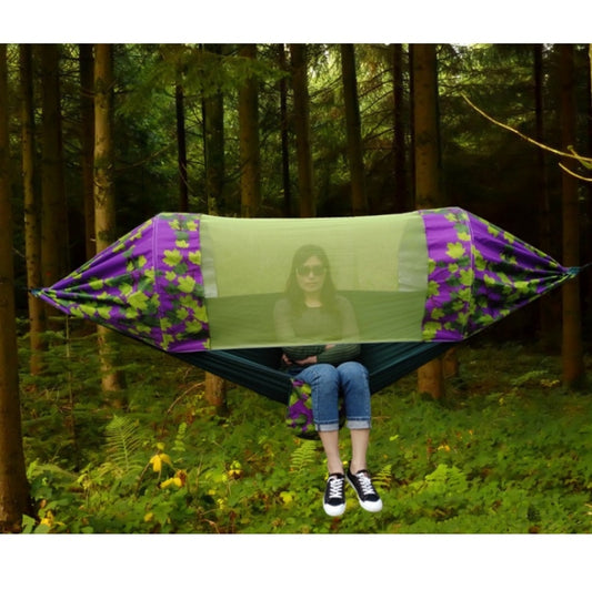 Outdoor Camping Mosquito-Proof Shade Hammock Parachute Cloth Printed Mosquito Net Hammock, Size: 270x140cm