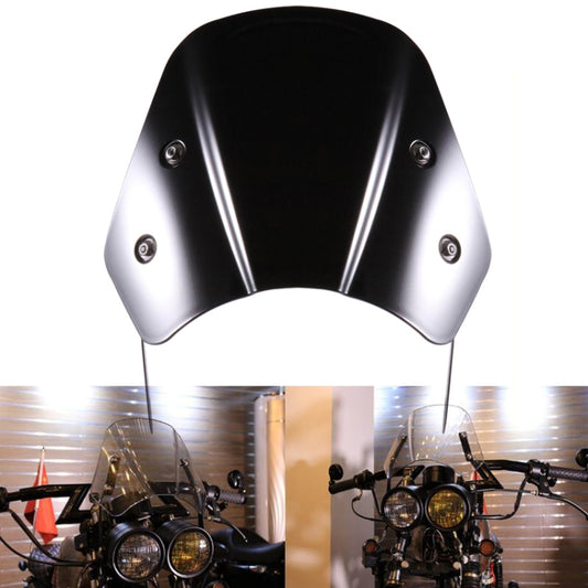 5-7 Inch Retro Motorcycle Windshield Universal Modified Windshield, Black, Smoky, Transparent