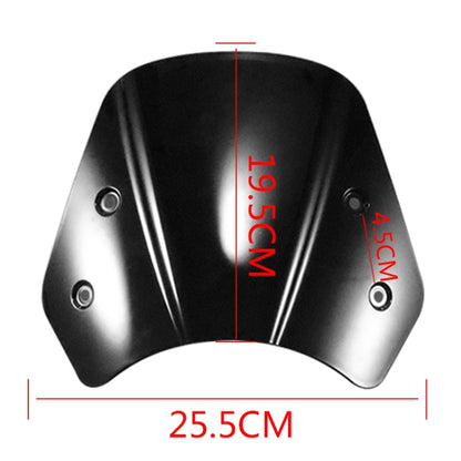 5-7 Inch Retro Motorcycle Windshield Universal Modified Windshield, Black, Smoky, Transparent