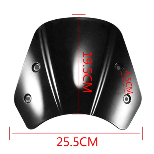 5-7 Inch Retro Motorcycle Windshield Universal Modified Windshield, Black, Smoky, Transparent