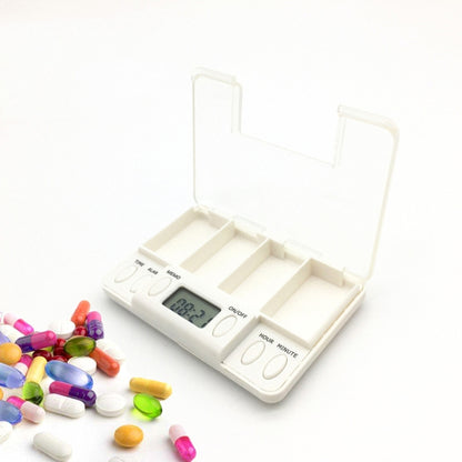 TF200 4-Cell Smart Timed Reminder Portable Plastic Pill Box Pill Storage Box