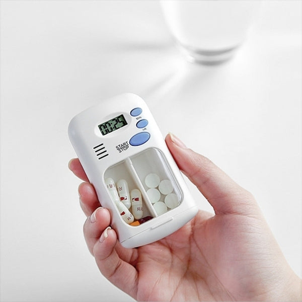 TF-264 Portable Mini Smart Timing Reminder Pill Box Plastic Pill Storage Box, TF-264