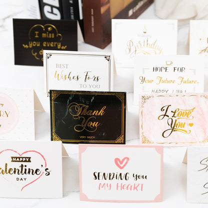 100 PCS Valentines Day Bronzing Greeting Card Flower Shop Birthday Thank You Card, Wish You All The Best, I Miss You Every Day, Thank You Very Much, I Keep You In My Heart Forever, Happy Every Day, Send You My Heart, Bright Future Happy Life�����������...